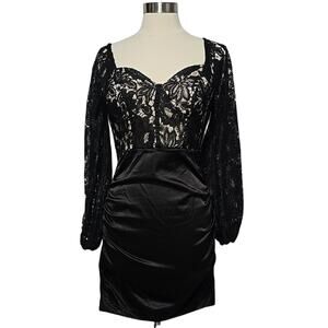 Glamaker Elegant Black Lace Sweetheart Neck Bustier Dress Size Large